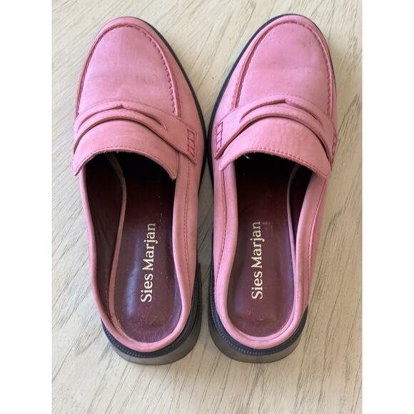 Sies Marjan Pink Suede Penny Loafer Mule Flats Slip On Designer Luxury Women 9 - Picture 2 of 16